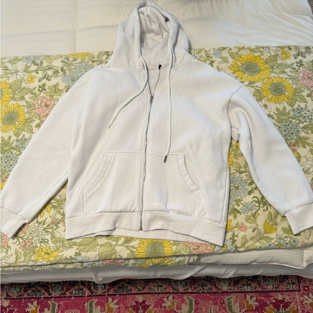 White Zip-Up Hoodie